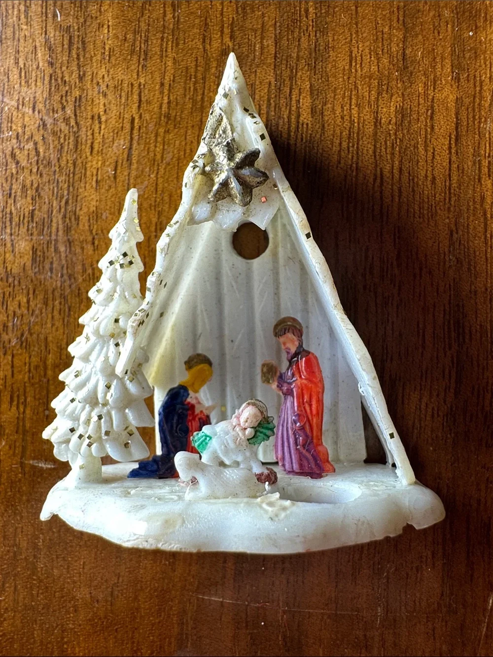 Tiny Vintage White Plastic Nativity Scene